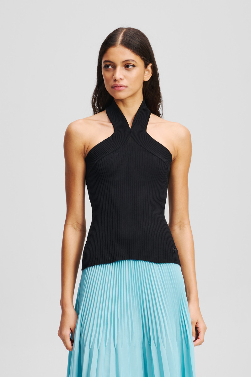 Pulóver Karl Lagerfeld Halterneck Knit Tank Black