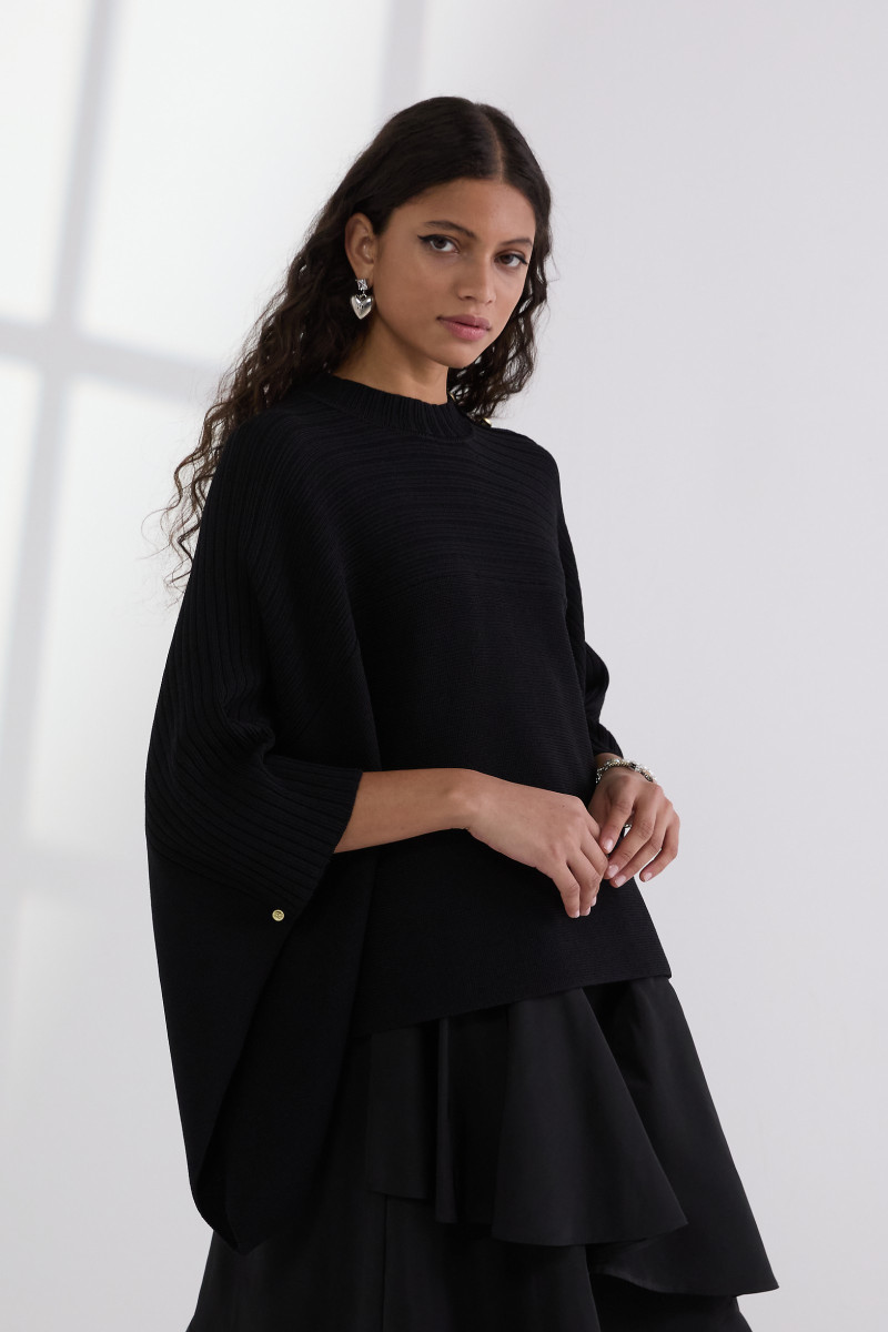 Levně Pončo karl lagerfeld rib knit poncho black