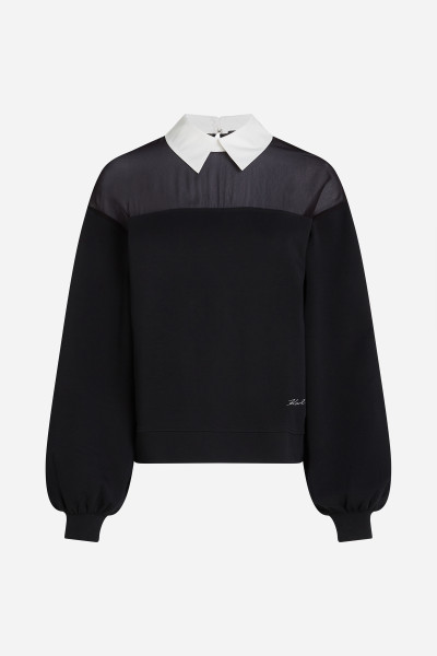 MIKINA KARL LAGERFELD POPLIN COLLAR SWEATSHIRT - Fotografie č. 5