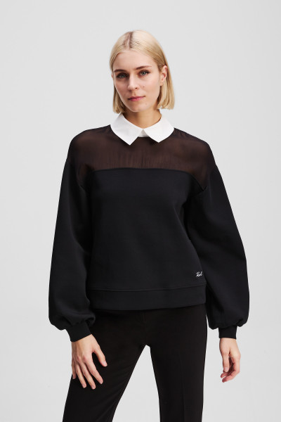 MIKINA KARL LAGERFELD POPLIN COLLAR SWEATSHIRT - Fotografie č. 1