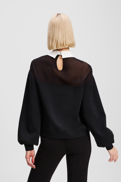 MIKINA KARL LAGERFELD POPLIN COLLAR SWEATSHIRT - Fotografie č. 3