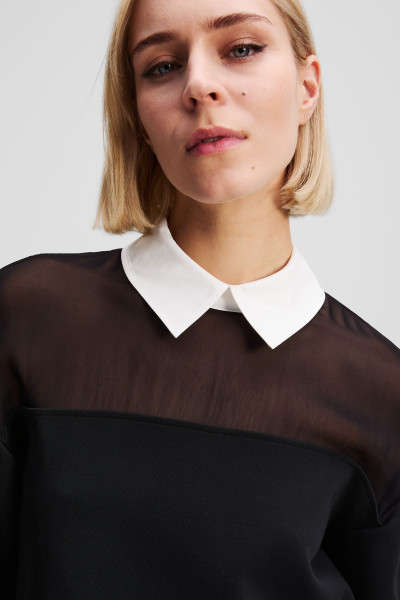MIKINA KARL LAGERFELD POPLIN COLLAR SWEATSHIRT - Fotografie č. 4