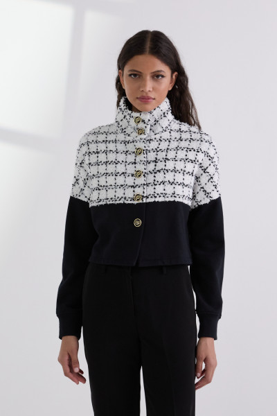 MIKINA KARL LAGERFELD BOUCLE MIX SWEAT JACKET - Fotografia č. 1