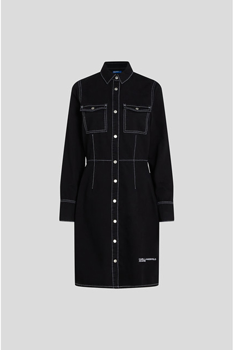 Ruha Karl Lagerfeld Jeans Klj Lslv Contrast Denim Dress Minimal Washed Black