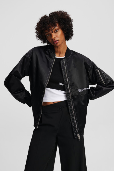 BUNDA KARL LAGERFELD JEANS KLJ OVERSIZED SATIN BOMBER - Fotografie č. 1