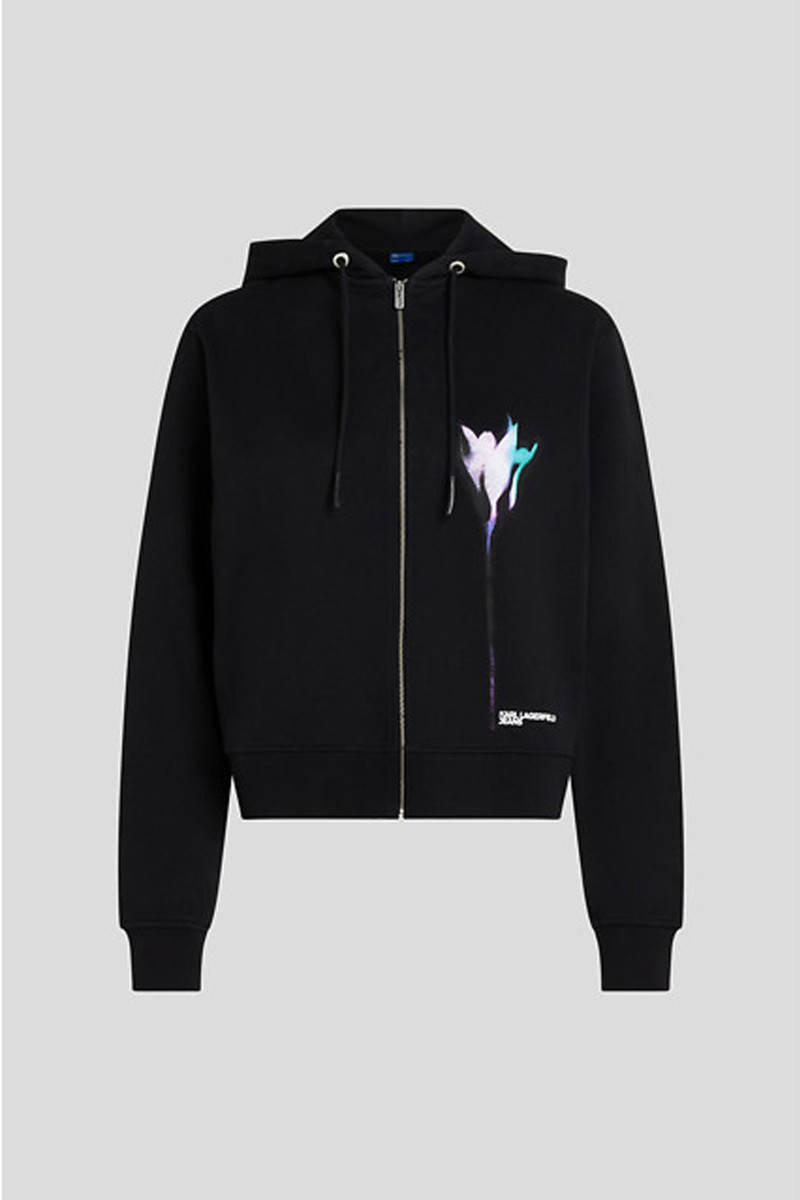 Melegítő Felső Karl Lagerfeld Jeans Klj Reg Flower Zip-Up Hoodie Black