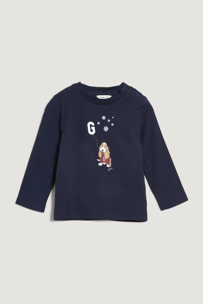 TOP GANT DOG AND SNOWFLAKES PRINT LS TOP - Fotografia č. 1