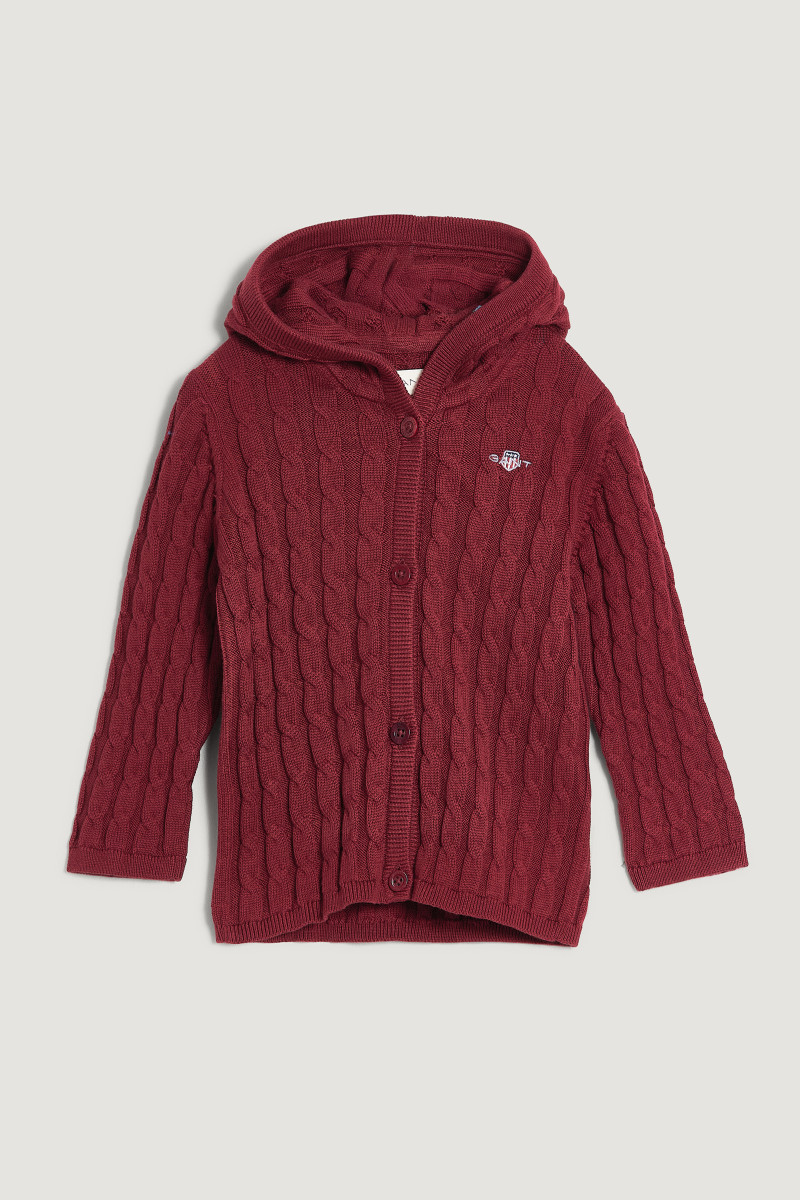 E-shop KARDIGÁN GANT COTTON CABLE CARDIGAN PLUMPED RED