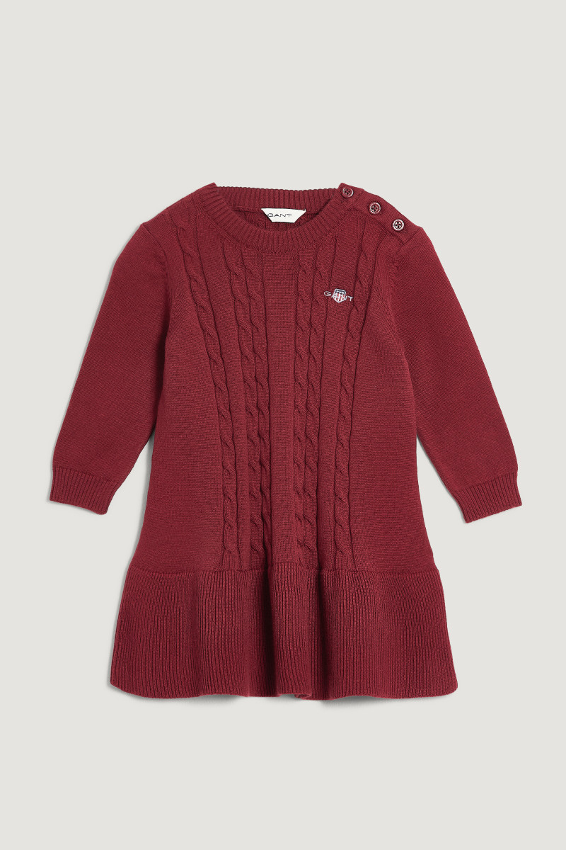 E-shop ŠATY GANT COTTON CABLE KNITTED DRESS PLUMPED RED