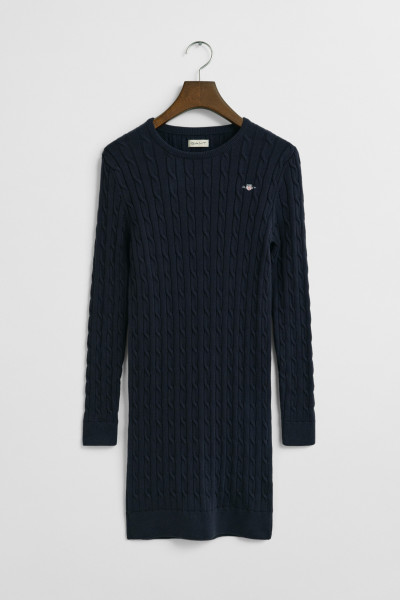 RUHA GANT STRETCH COTTON CABLE C-NECK DRESS - Kép 1