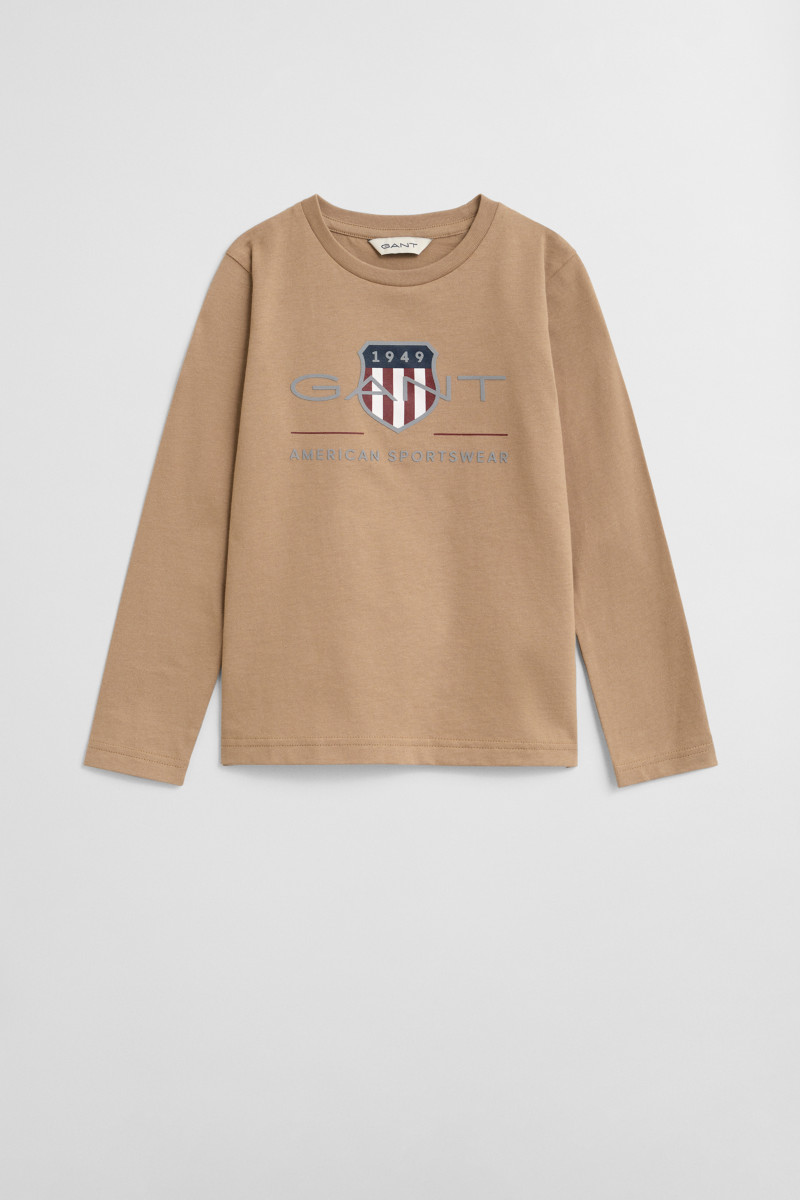 TRIČKO GANT ARCHIVE SHIELD LS T-SHIRT DARK KHAKI