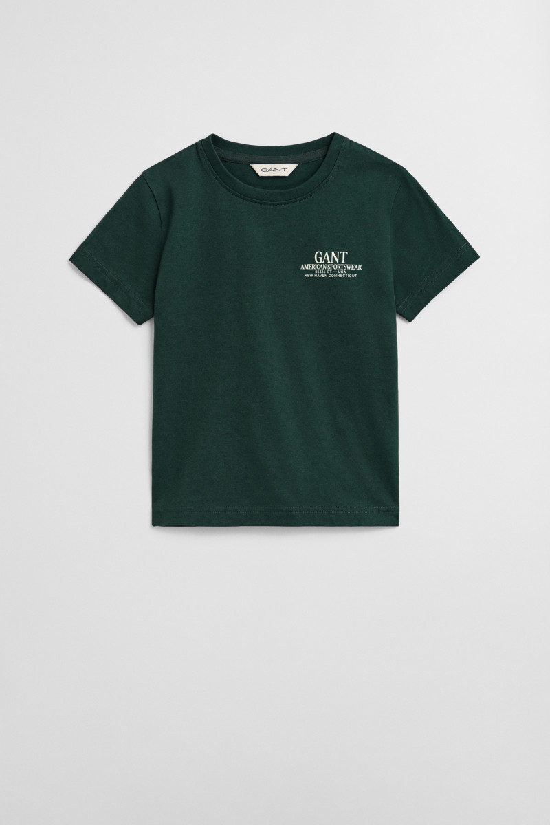 TRIČKO GANT GRAPHIC SS T-SHIRT TARTAN GREEN