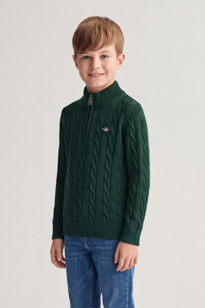 SVETER GANT COTTON CABLE HALF ZIP - Fotografia č. 1
