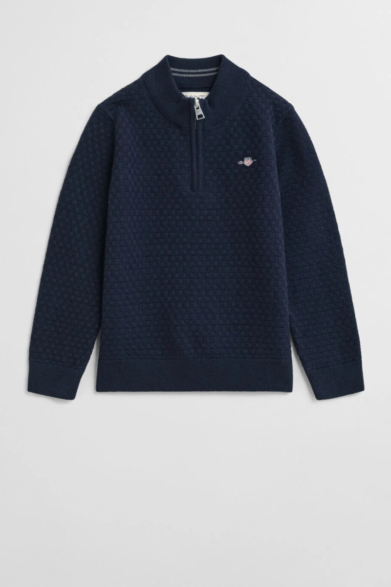 SVETR GANT MICRO TEXTURE HALF ZIP EVENING BLUE
