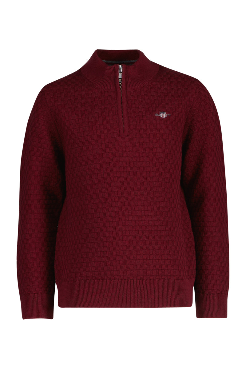 E-shop SVETR GANT MICRO TEXTURE HALF ZIP PLUMPED RED