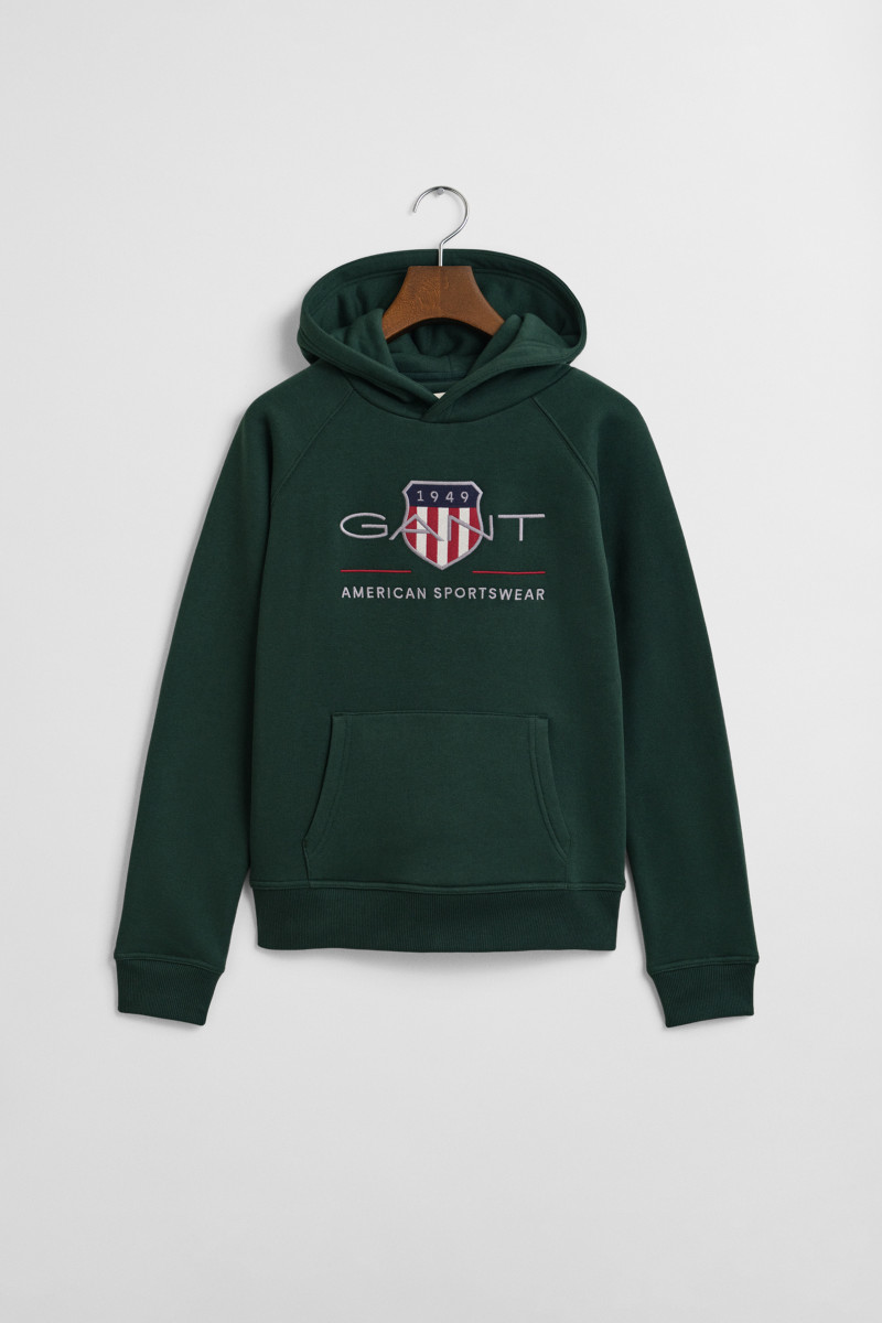 E-shop MIKINA GANT ARCHIVE SHIELD HOODIE TARTAN GREEN