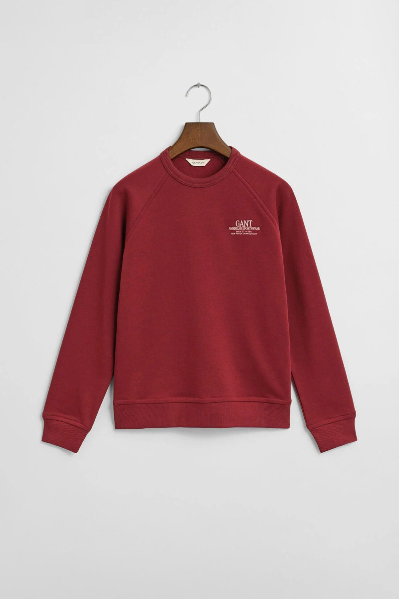 MIKINA GANT GRAPHIC RAGLAN C-NECK SWEAT PLUMPED RED