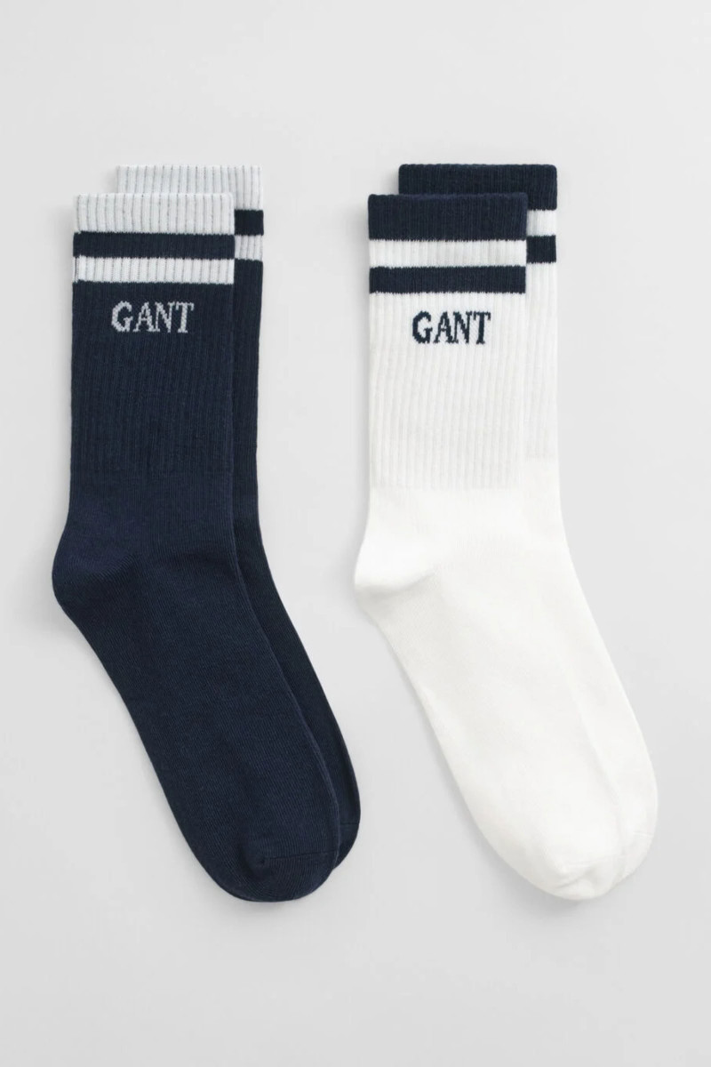 PONOŽKY GANT STRIPED SPORT SOCKS 2-PACK EVENING BLUE