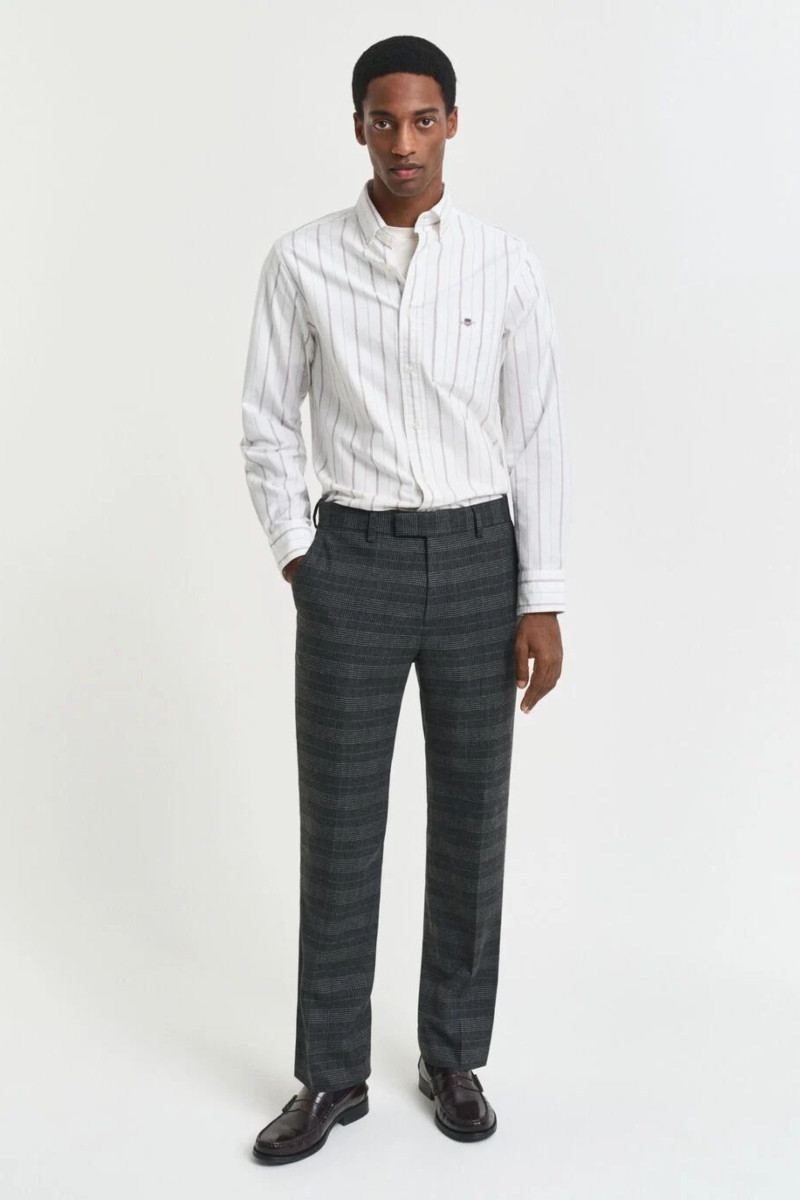 KALHOTY GANT GLENCHECK SUIT PANTS ANTRACIT MELANGE