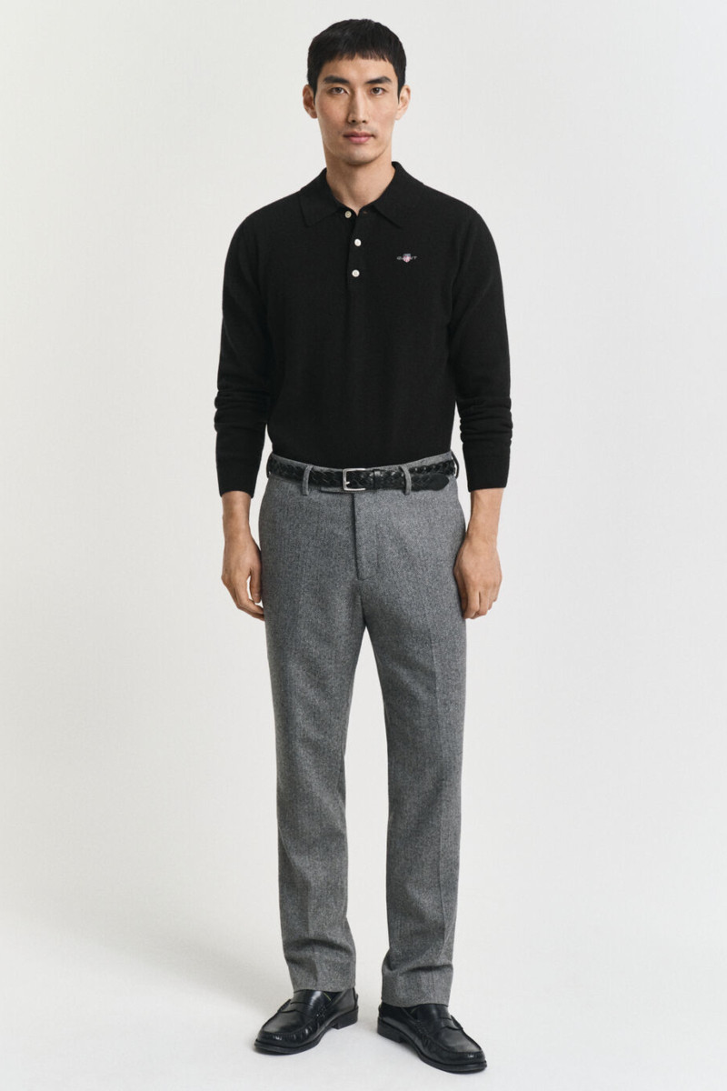 NOHAVICE GANT FLANNEL HERRINGBONE SUIT PANTS ANTRACIT MELANGE