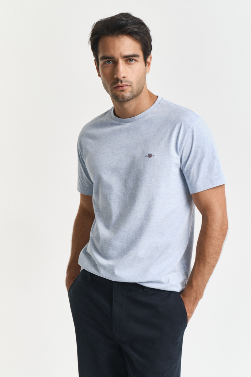 E-shop TRIČKO GANT REG SHIELD SS T-SHIRT ICE BLUE MELANGE