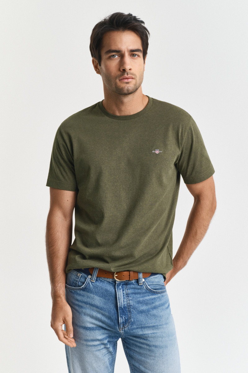 E-shop TRIČKO GANT REG SHIELD SS T-SHIRT KHAKI GREEN MEL