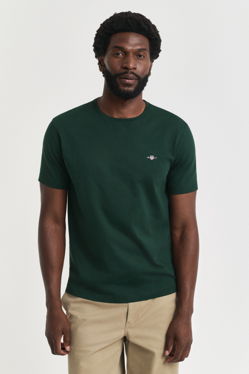 E-shop TRIČKO GANT REG SHIELD SS T-SHIRT TARTAN GREEN