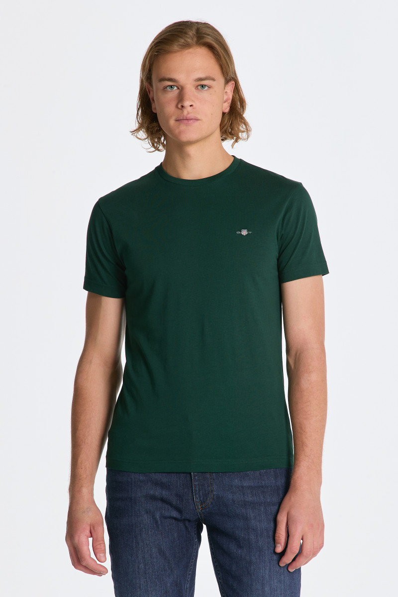 E-shop TRIČKO GANT SLIM SHIELD SS T-SHIRT TARTAN GREEN