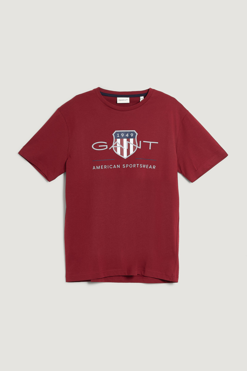 E-shop TRIČKO GANT REG ARCHIVE SHIELD SS T-SHIRT PLUMPED RED