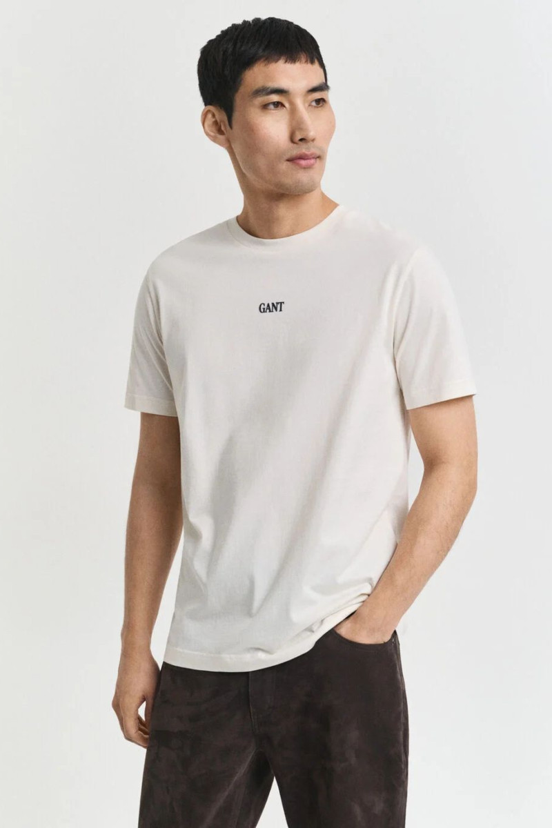 E-shop TRIČKO GANT SMALL GRAPHIC SS T-SHIRT CREAM