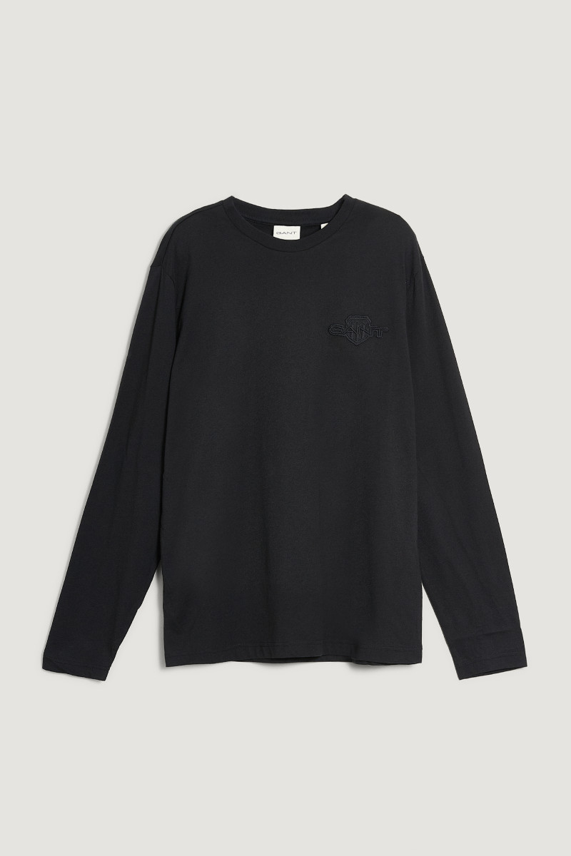 E-shop TRIČKO GANT REG TONAL SHIELD LS T-SHIRT BLACK