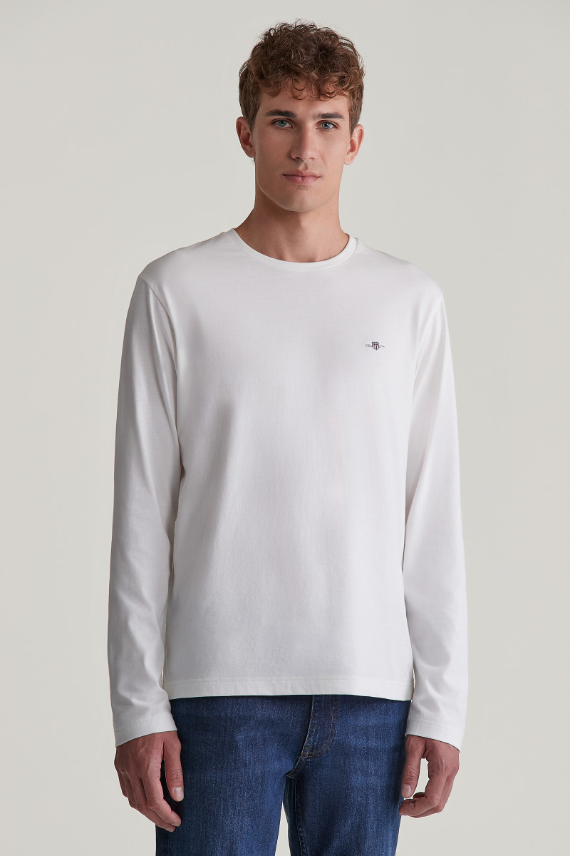 E-shop TRIČKO GANT REG SHIELD LS T-SHIRT EGGSHELL