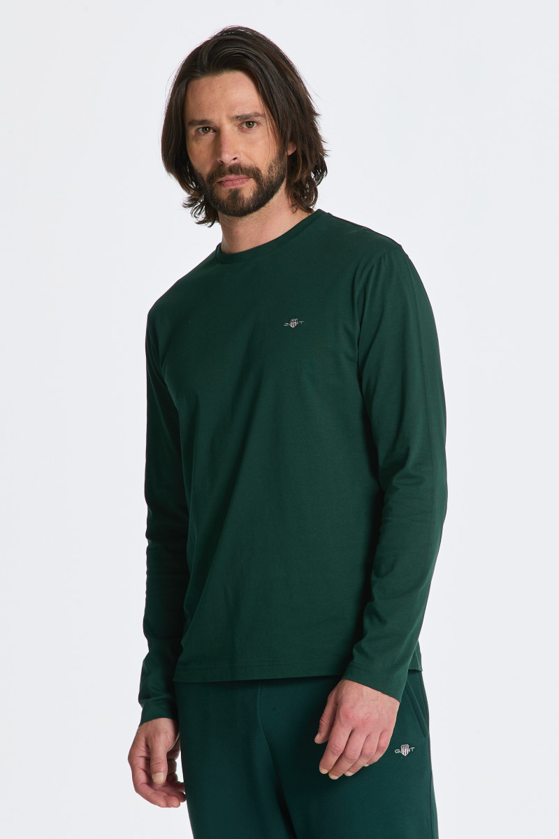 E-shop TRIČKO GANT REG SHIELD LS T-SHIRT TARTAN GREEN