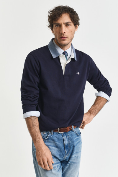 PÓLÓ GANT REG CHAMBRAY HEAVY RUGGER - Kép 1