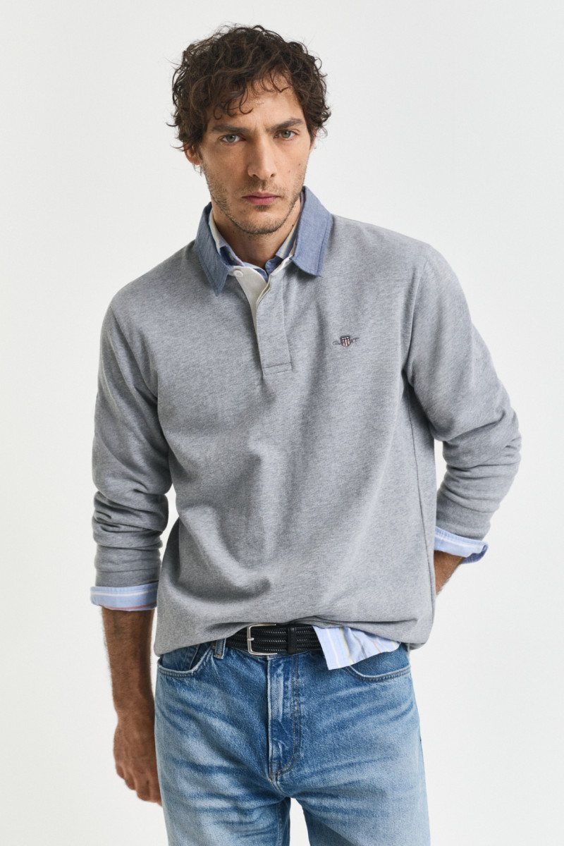 E-shop POLOKOŠILE GANT REG CHAMBRAY HEAVY RUGGER GREY MELANGE