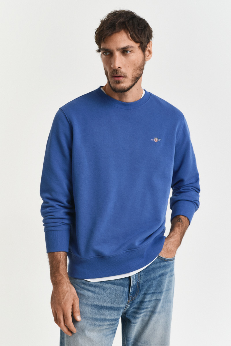 E-shop MIKINA GANT REG SHIELD C-NECK SWEAT RICH BLUE