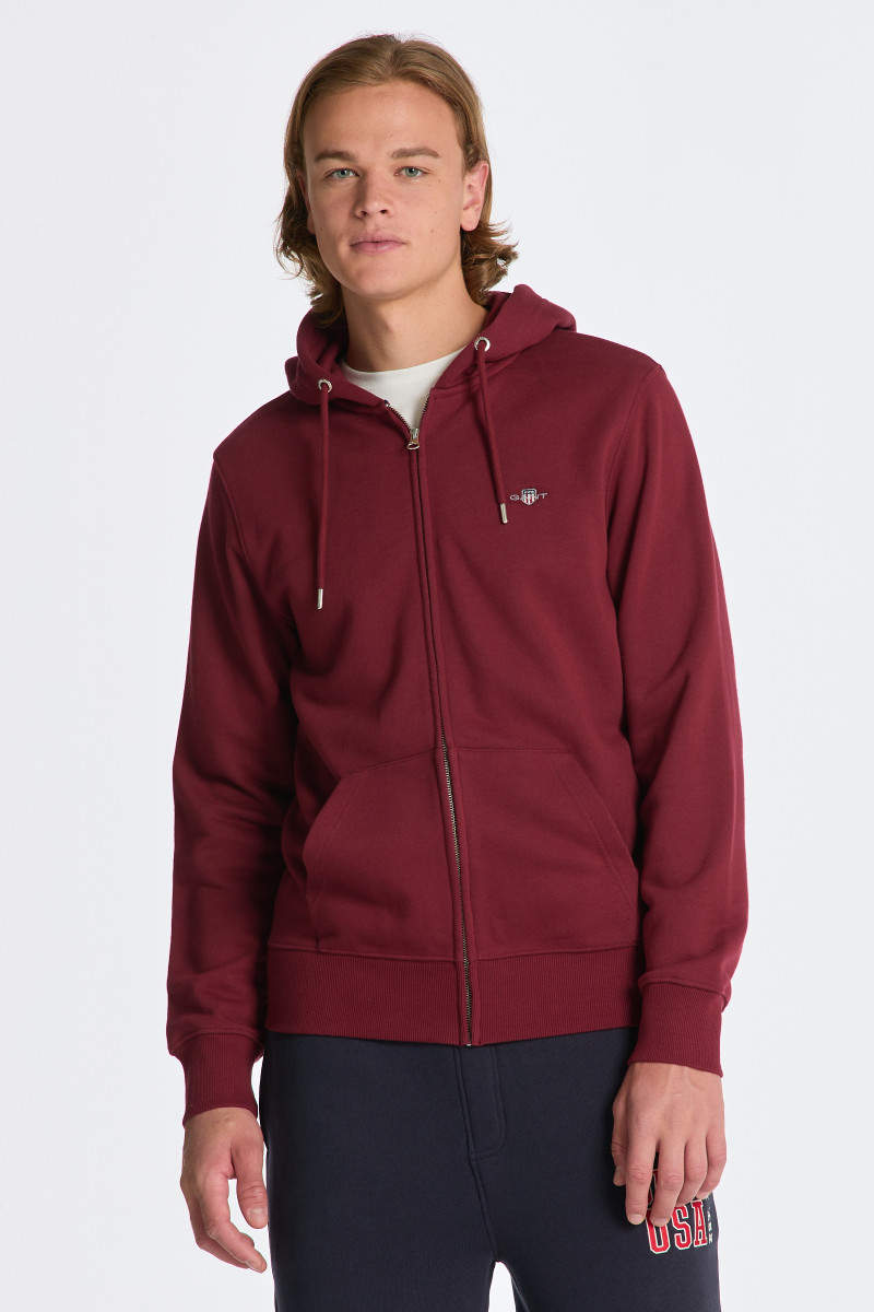 E-shop MIKINA GANT REG SHIELD FULL ZIP HOODIE PLUMPED RED