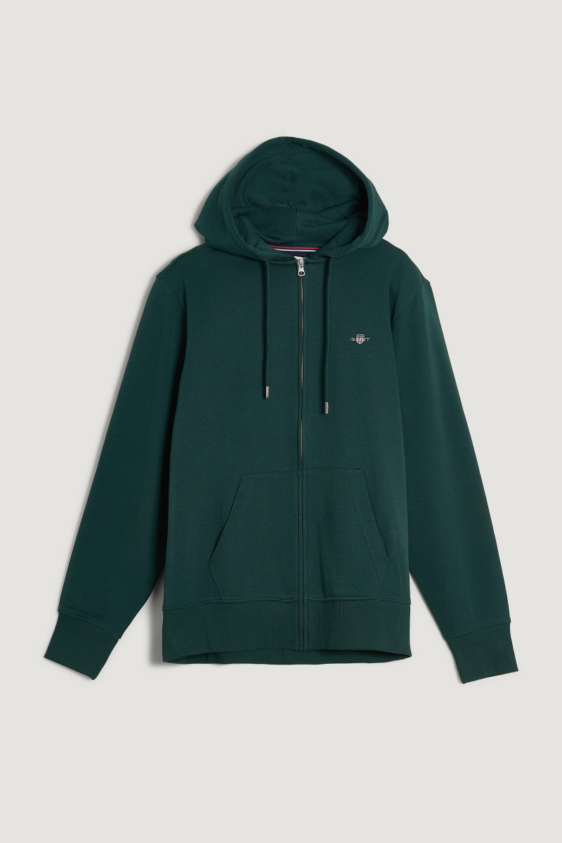 E-shop MIKINA GANT REG SHIELD FULL ZIP HOODIE TARTAN GREEN