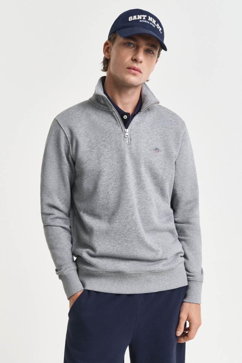 E-shop MIKINA GANT REG SHIELD HALF ZIP SWEAT GREY MELANGE
