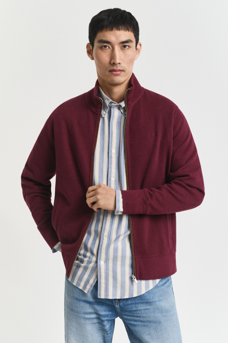 MIKINA GANT SACKER RIB FULL ZIP CARDIGAN WINTER WINE