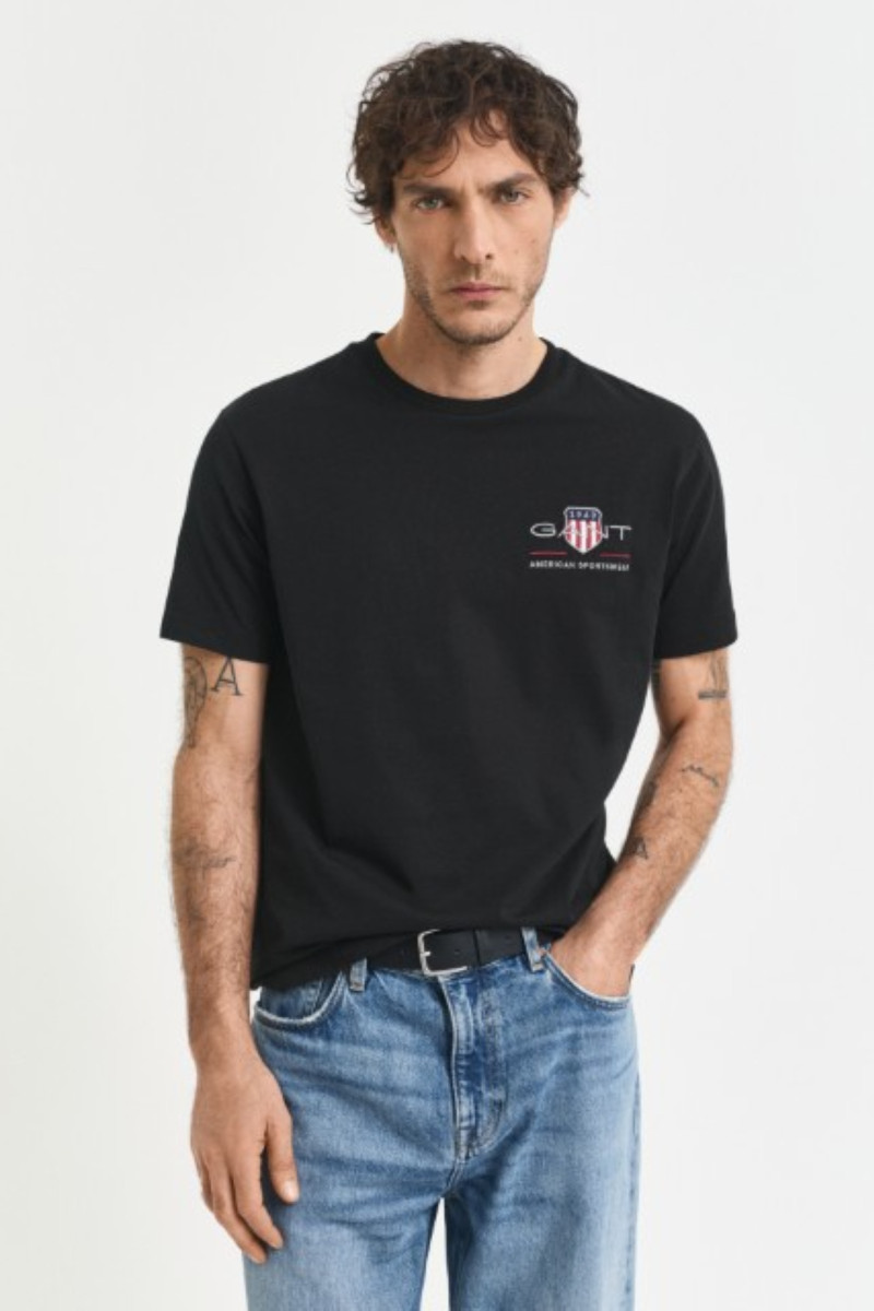 TRIČKO GANT REG ARCHIVE SHIELD EMB SS T-SHIRT BLACK