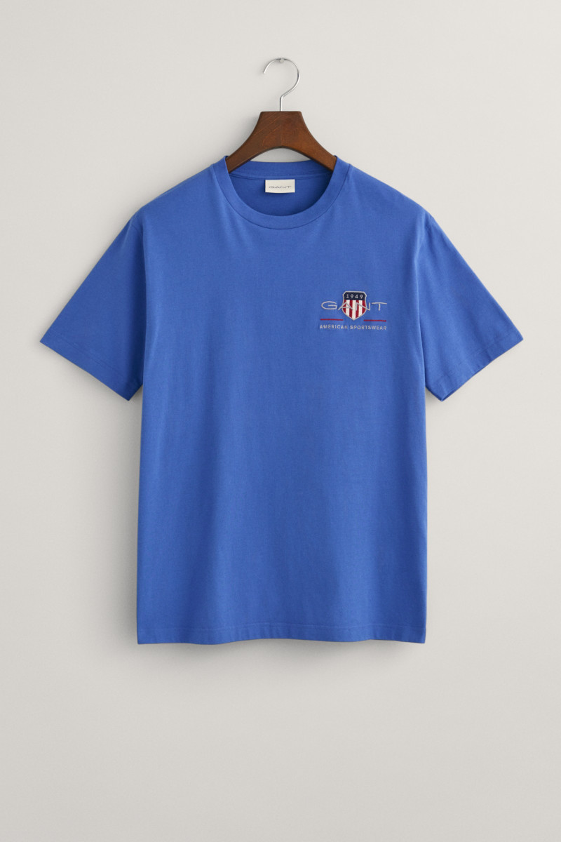 E-shop TRIČKO GANT REG ARCHIVE SHIELD EMB SS T-SHIRT RICH BLUE