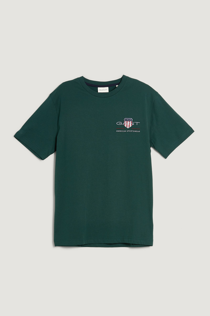 E-shop TRIČKO GANT REG ARCHIVE SHIELD EMB SS T-SHIRT TARTAN GREEN