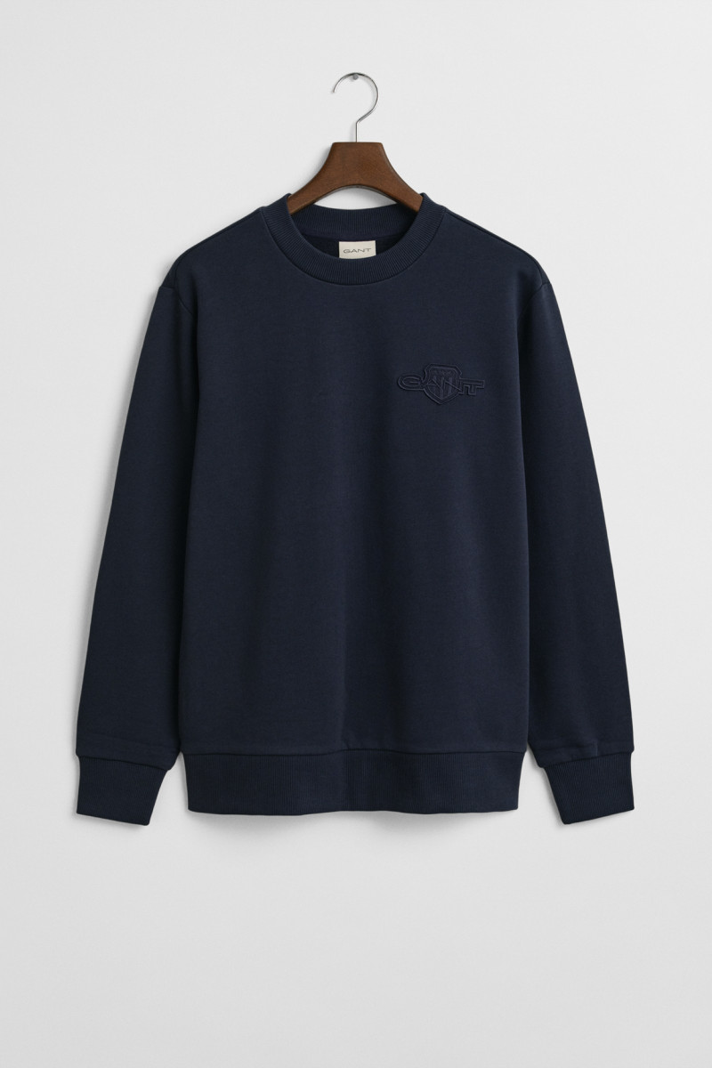 MIKINA GANT REG TONAL SHIELD C-NECK SWEAT EVENING BLUE
