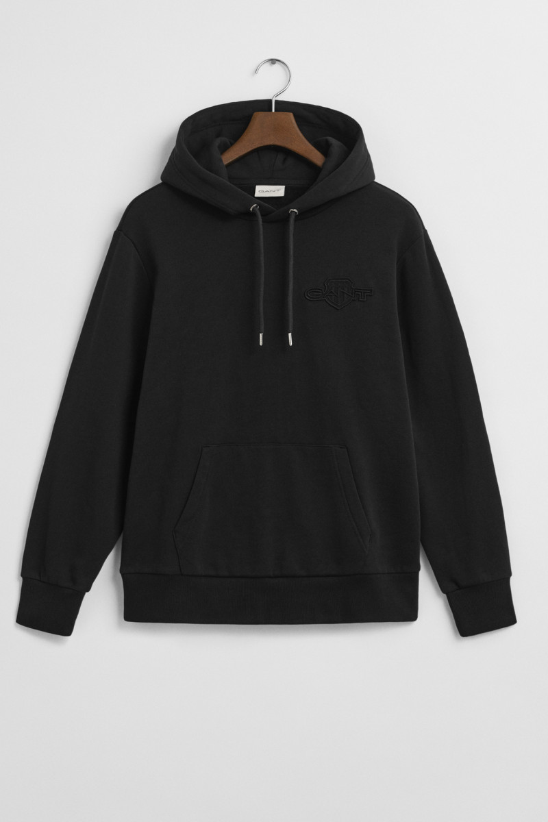 E-shop MIKINA GANT REG TONAL SHIELD HOODIE BLACK
