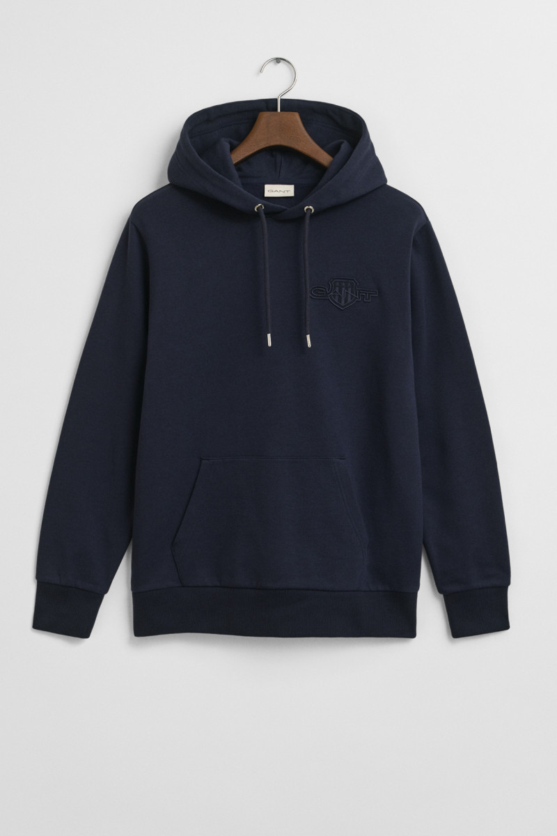 MIKINA GANT REG TONAL SHIELD HOODIE EVENING BLUE