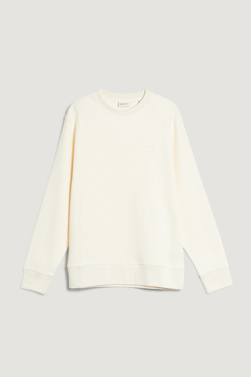 E-shop MIKINA GANT TEXTURE HERRINGBONE RIB C-NECK CREAM