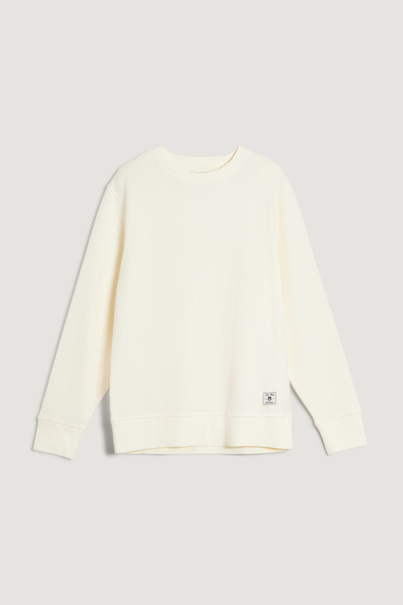 E-shop MIKINA GANT WAFFLE TEXTURE C-NECK CREAM