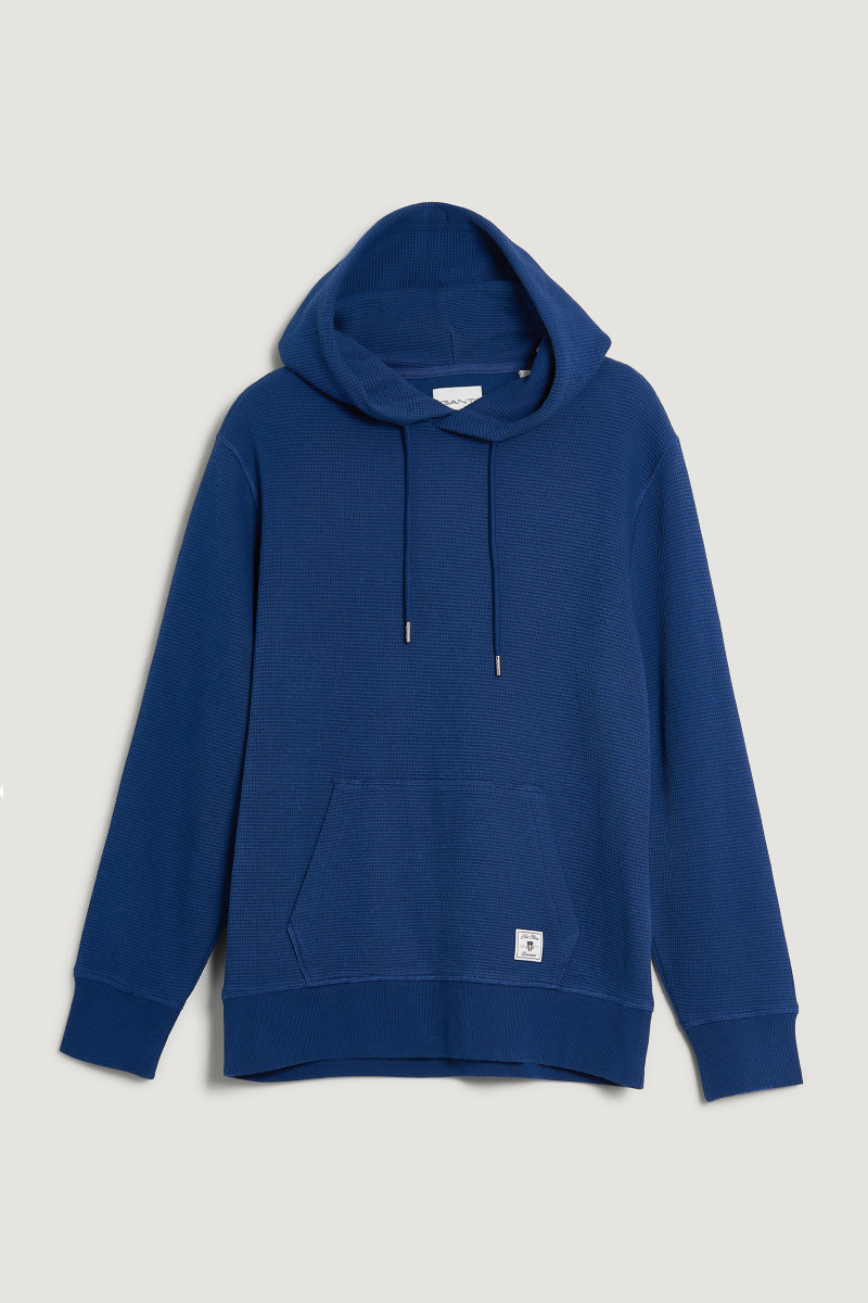 E-shop MIKINA GANT WAFFLE TEXTURE HOODIE PERSIAN BLUE