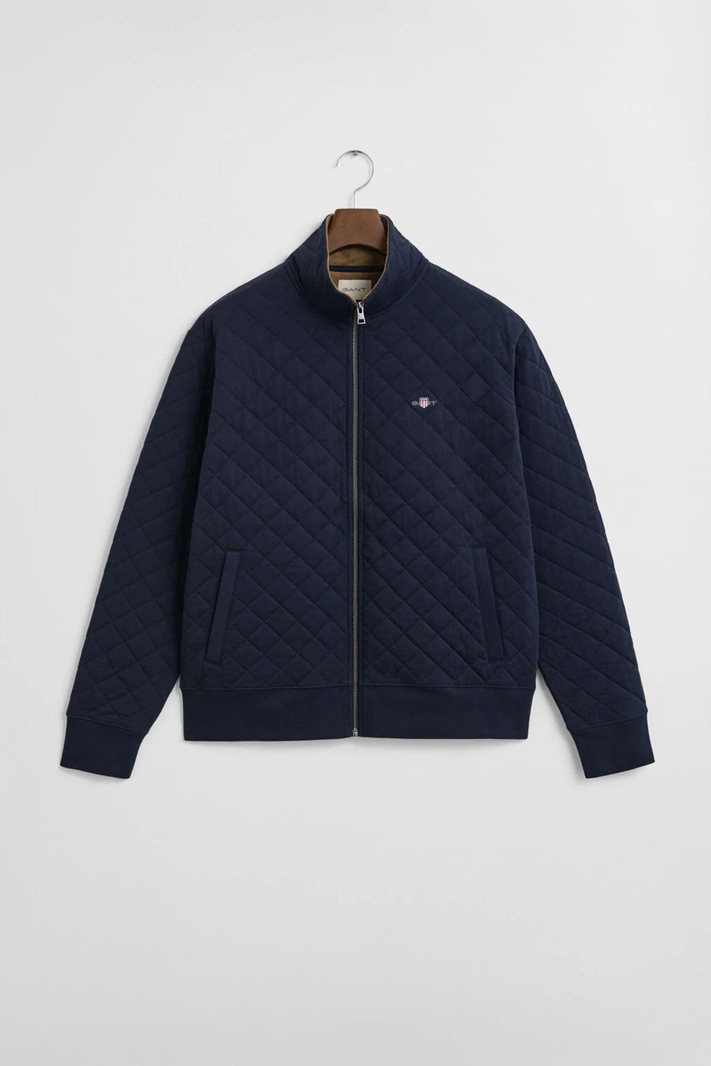 E-shop MIKINA GANT QUILTED CORD COLLAR FULL ZIP EVENING BLUE